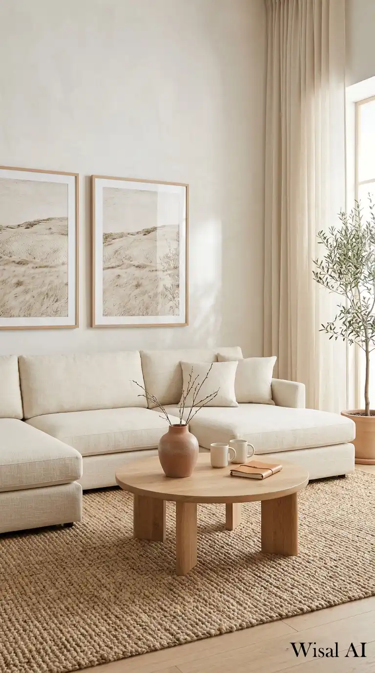 11. Minimalist Serenity: The Art of Less in Your Cream Living Room