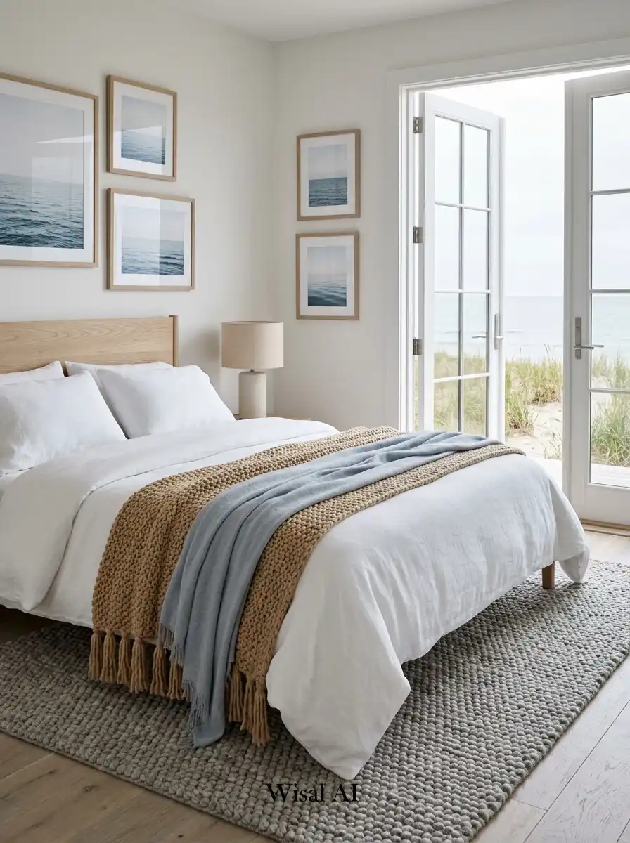 11. Serene Ocean Horizon: A Coastal Cottage Bedroom Retreat