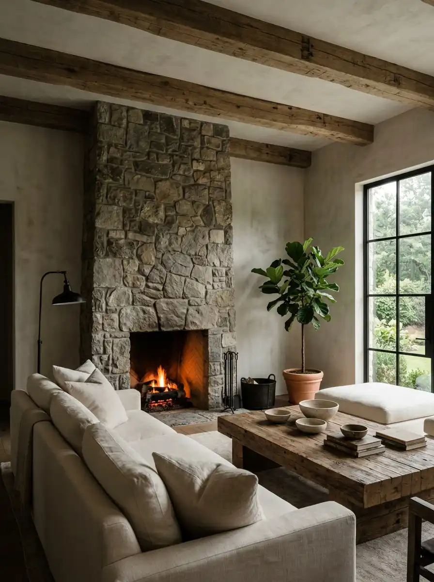 1. The Rustic Hearth: A Farmhouse Living Room Anchor