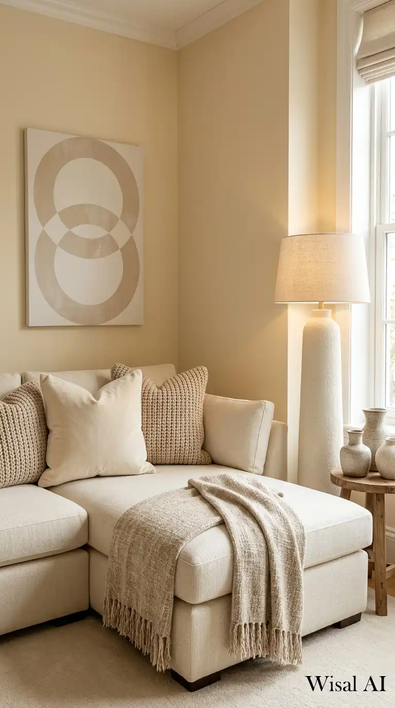 1. The Art of the Cozy Corner: A Cream Living Room Nook