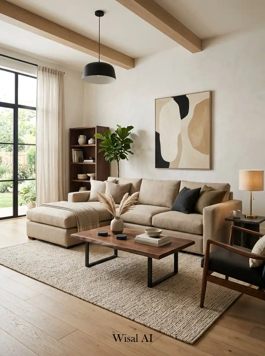 10. Balanced Contrast Living Room Idea
