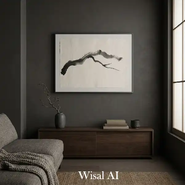 Calm living room with natural wood and muted colors