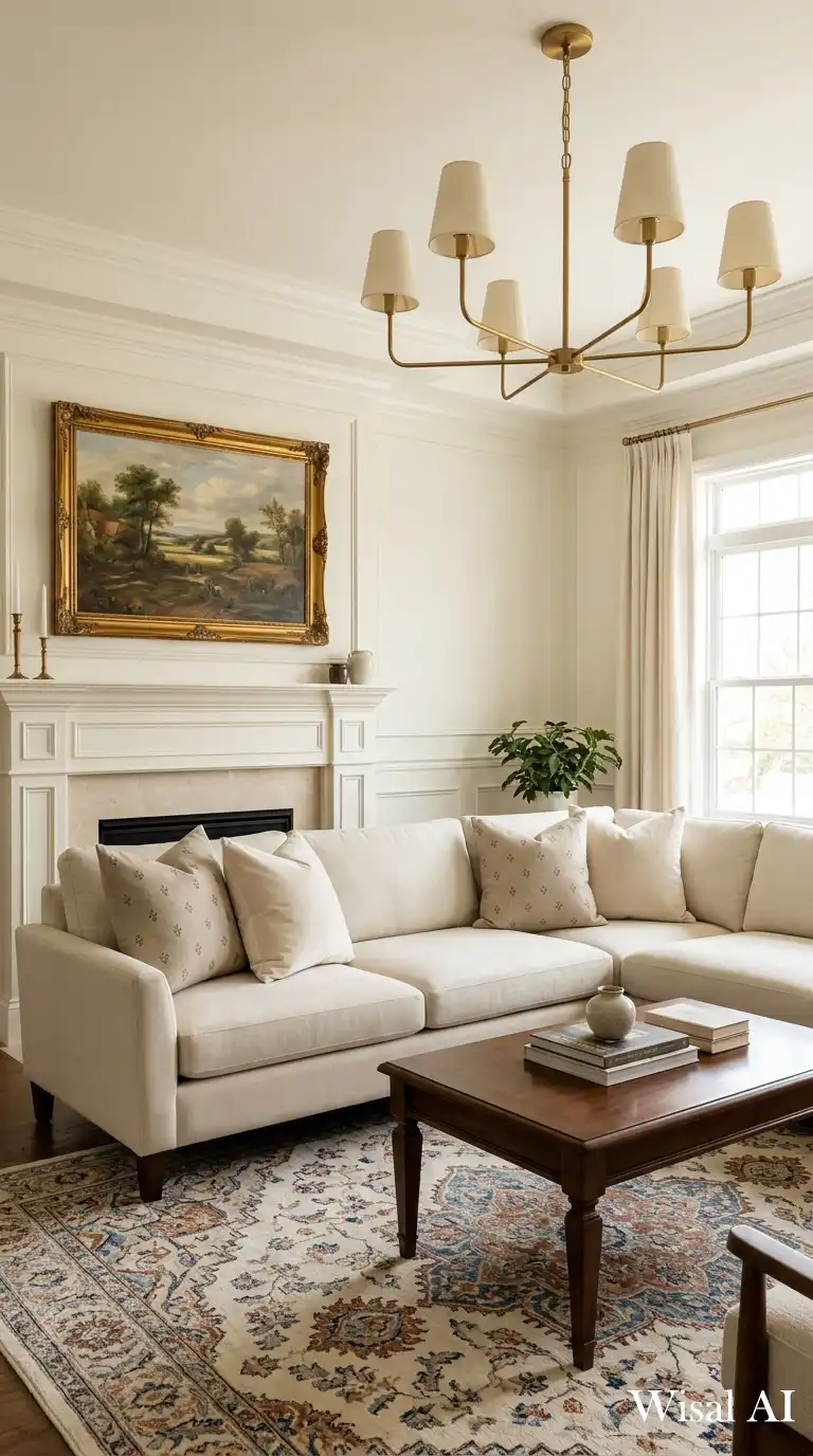 10. Where Traditional Meets Modern in a Cream Living Room