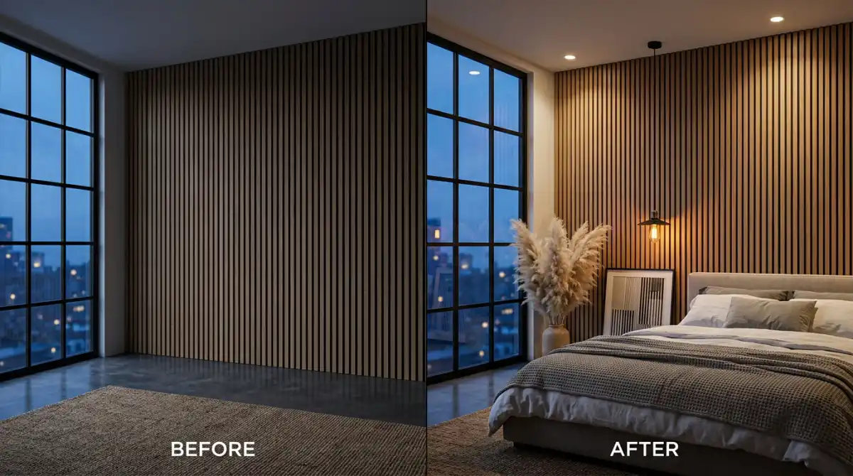 10. High-End Vertical Slat and City View: Before and After