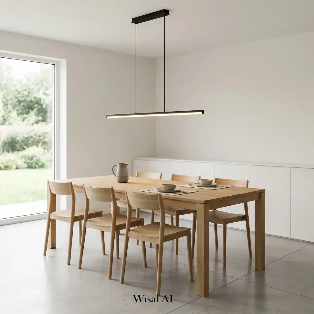 Minimalist dining room with clean lines and uncluttered modern design