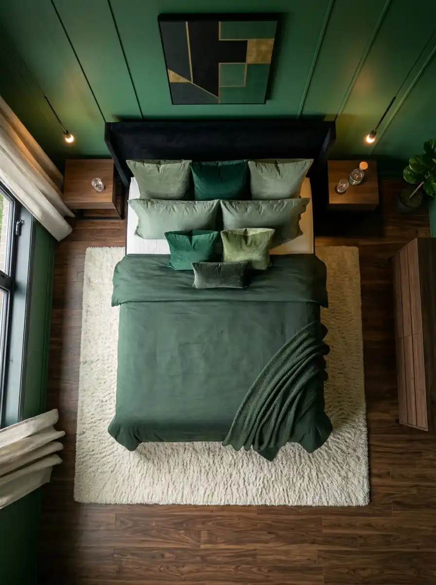 10. Modern Organic Luxury: Green Bedroom Ideas