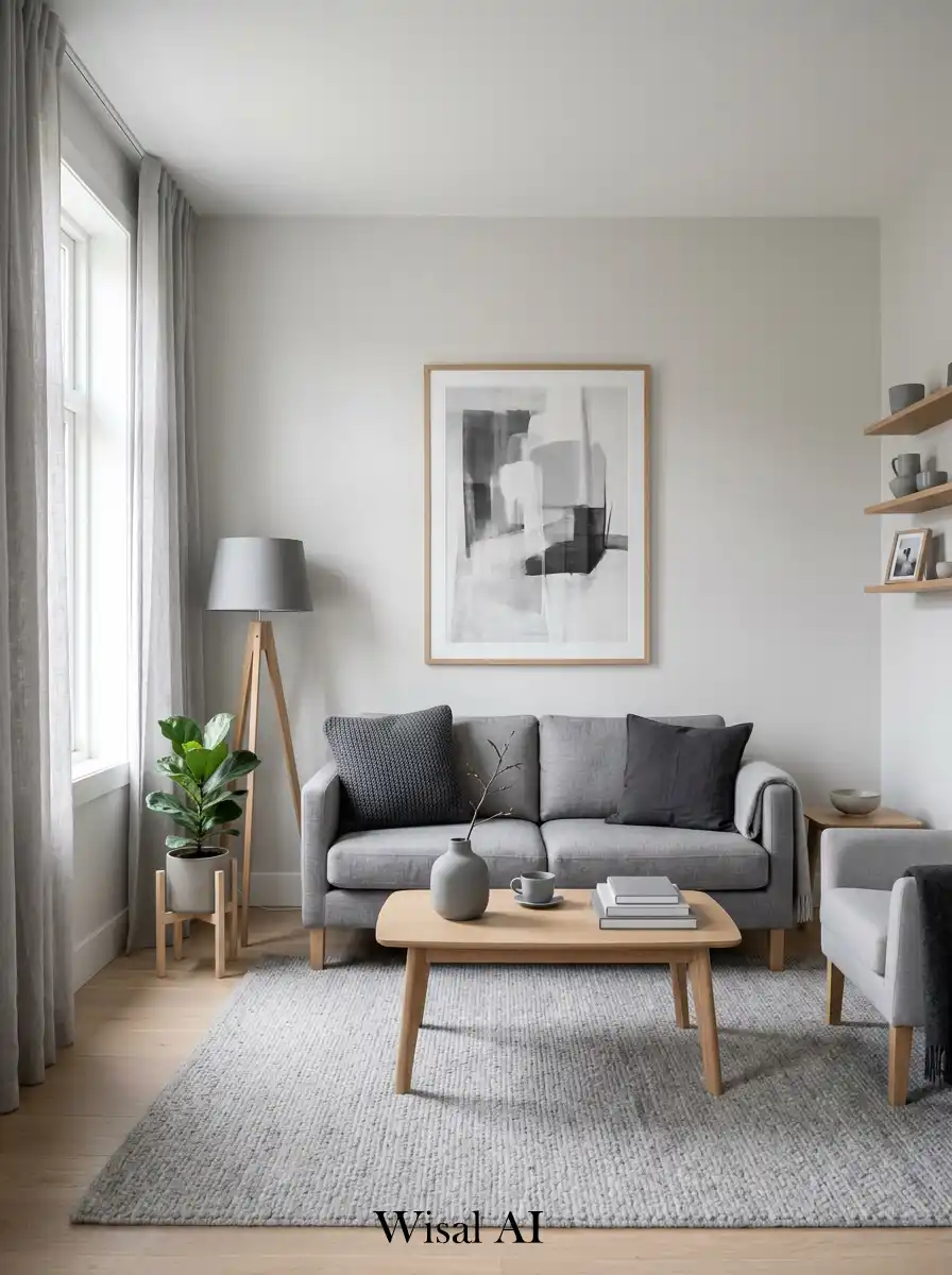 10. Monochrome Scandinavian Living Room