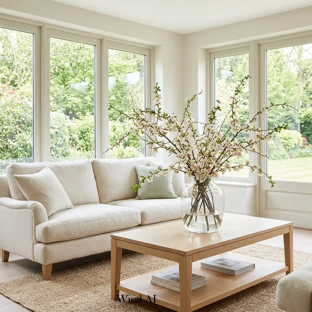 Botanical-inspired living room with fresh organic styling.