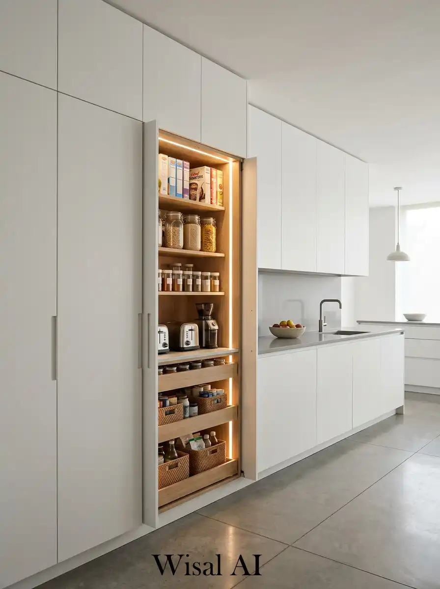 11. Concealed pantry with hidden cabinet doors