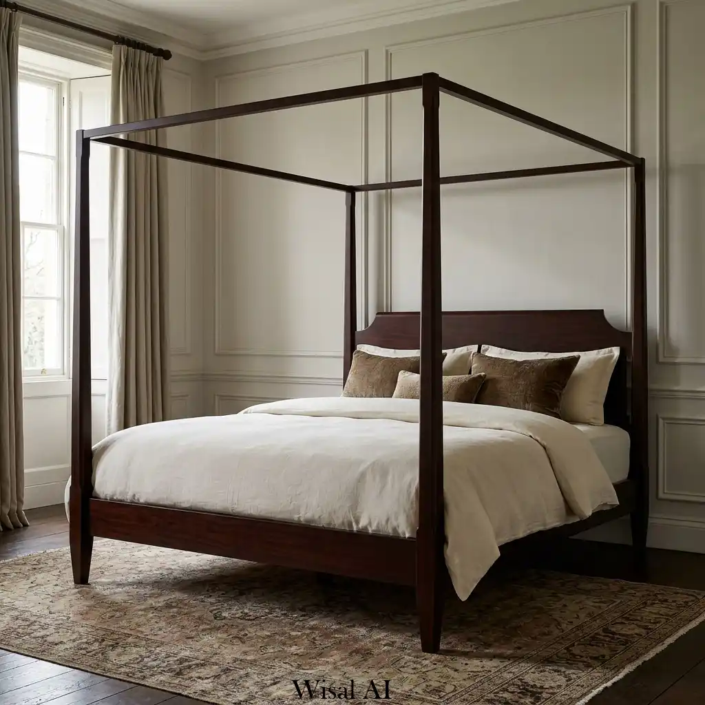 Four poster bed in refined European style bedroom