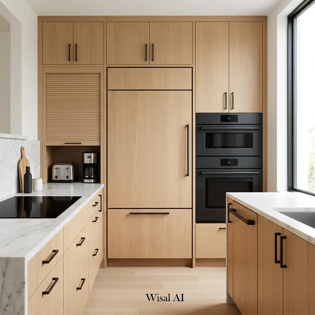 Luxury kitchen with integrated appliances creating a seamless and sophisticated appearance.
