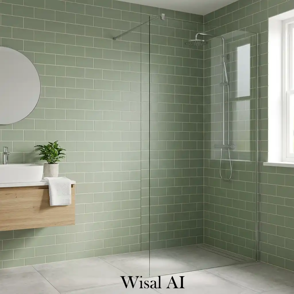 Sage green subway tiles bathroom timeless design style