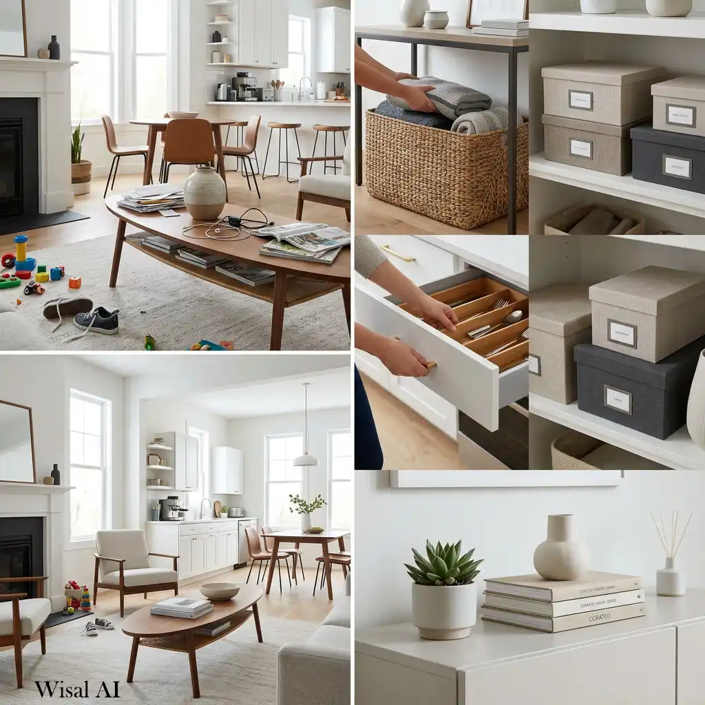 Organized modern home featuring hidden storage solutions and beautifully uncluttered surfaces.