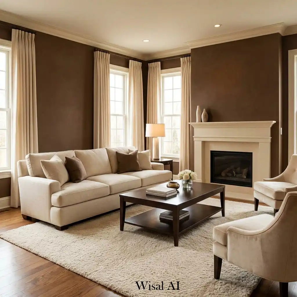 Neutral apartment interior with mocha and beige palette