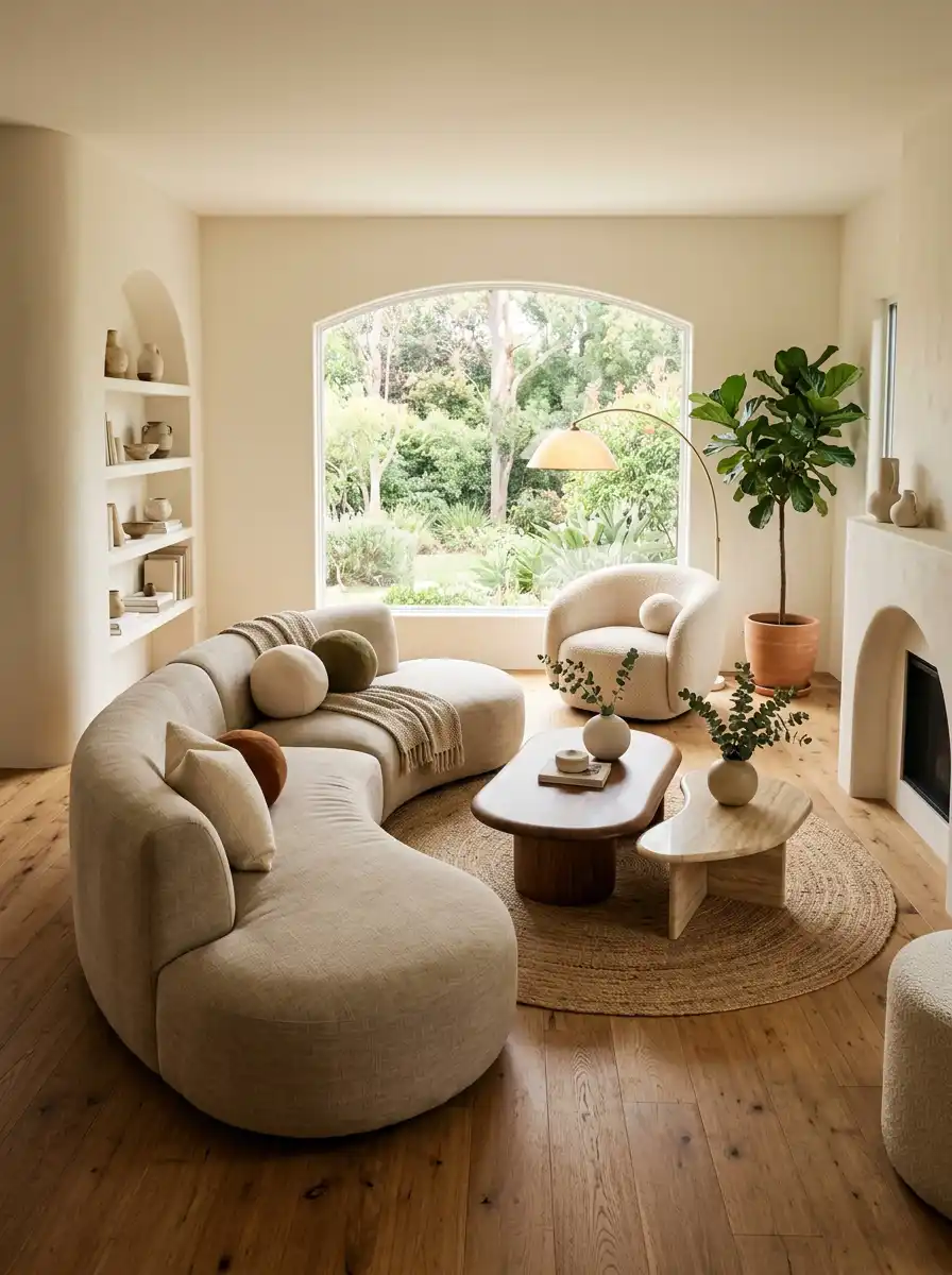 12. Organic Shapes Living Room Idea