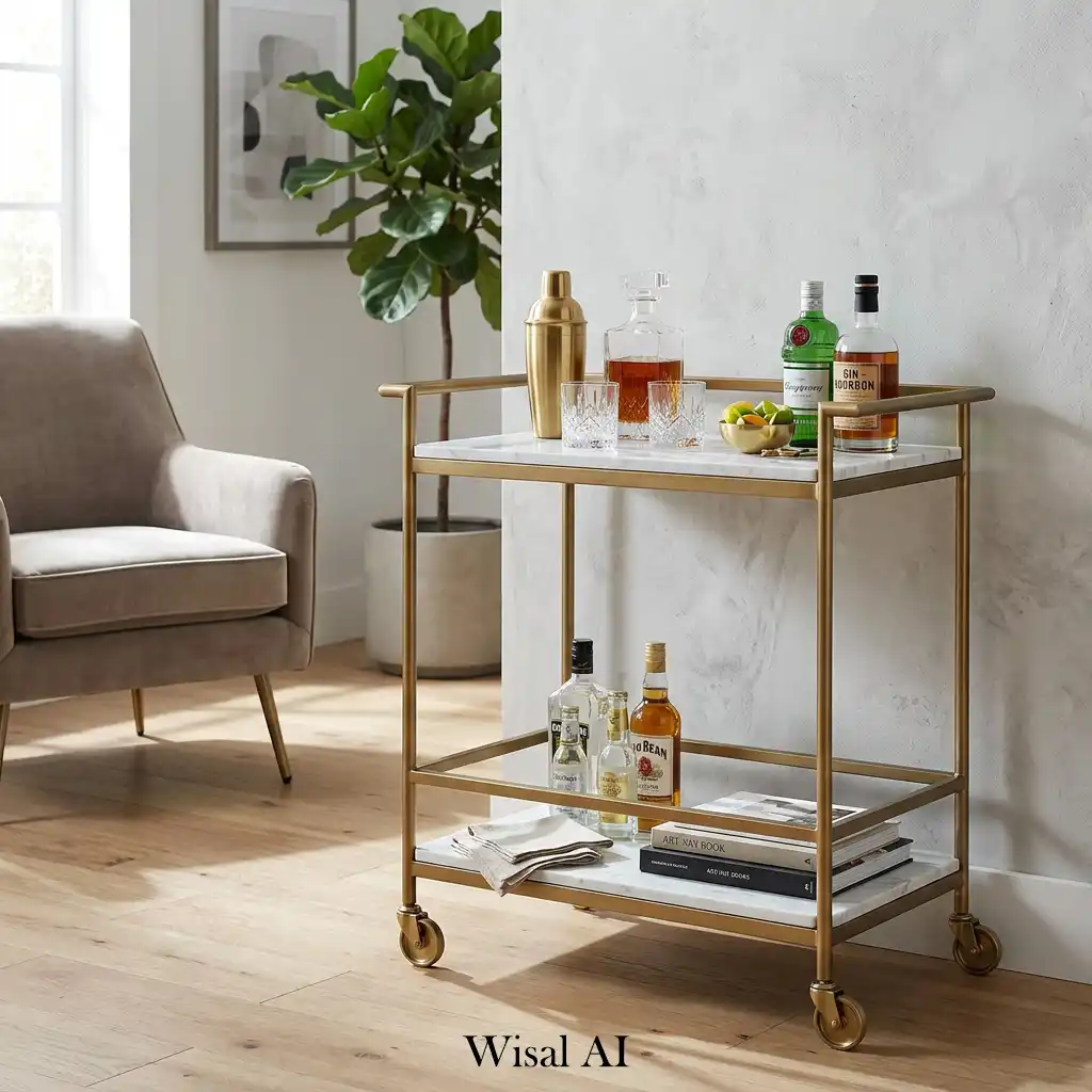 Rolling cart functions as drink station display and mobile storage