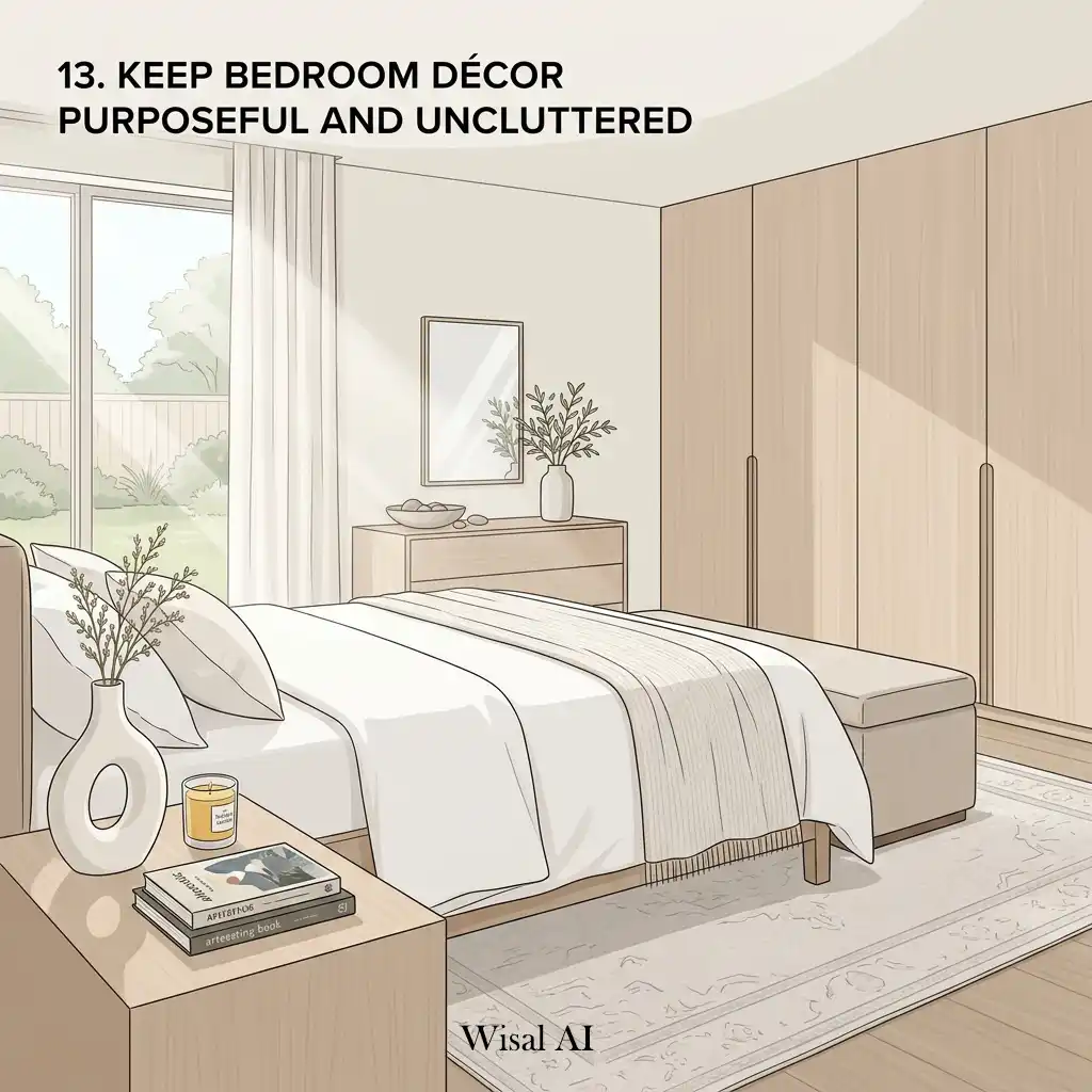 Minimalist bedroom featuring uncluttered surfaces, premium furniture, and calming neutral interior design.