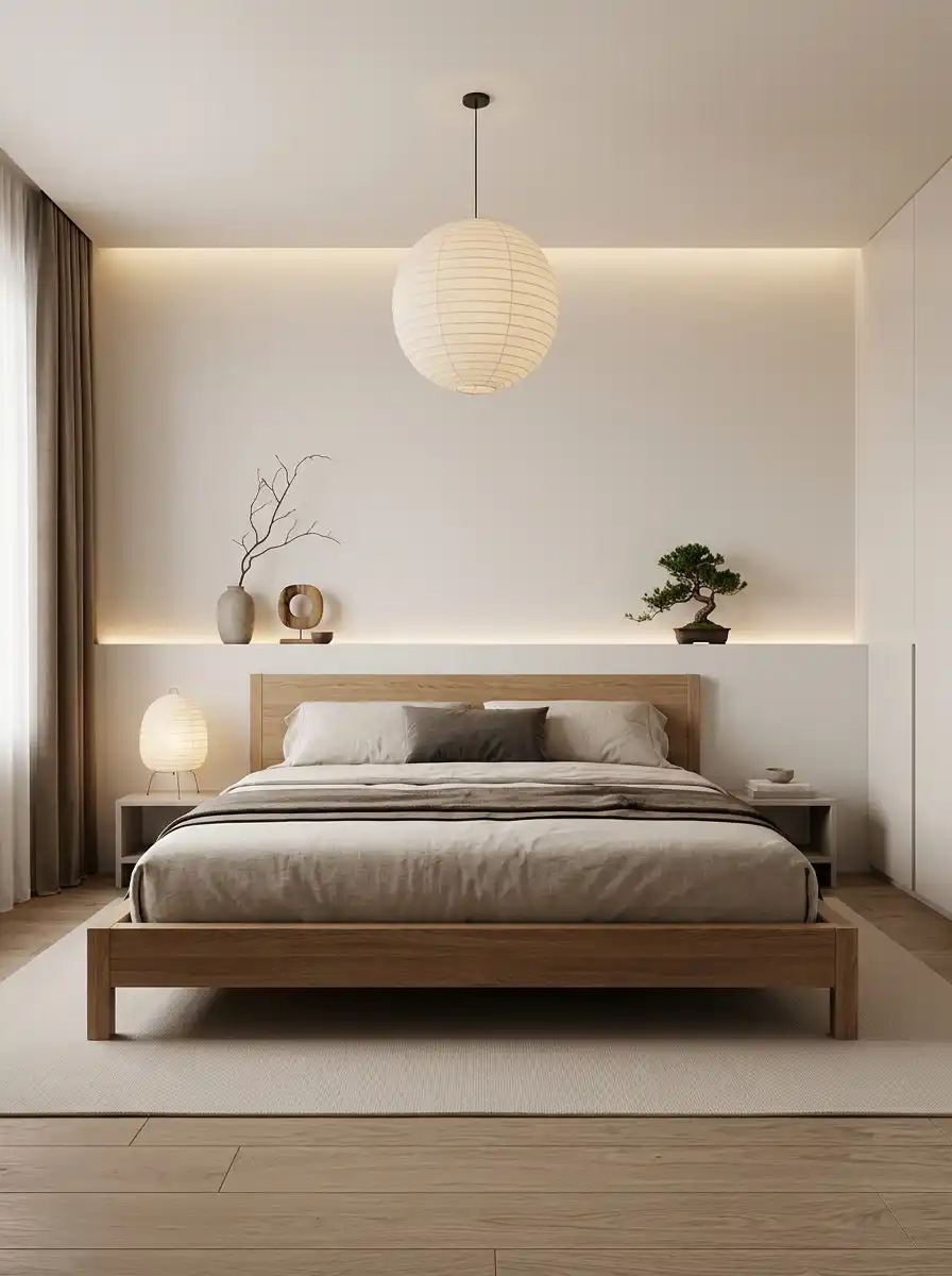 13. Scandinavian Bedroom with Japandi Fusion Style