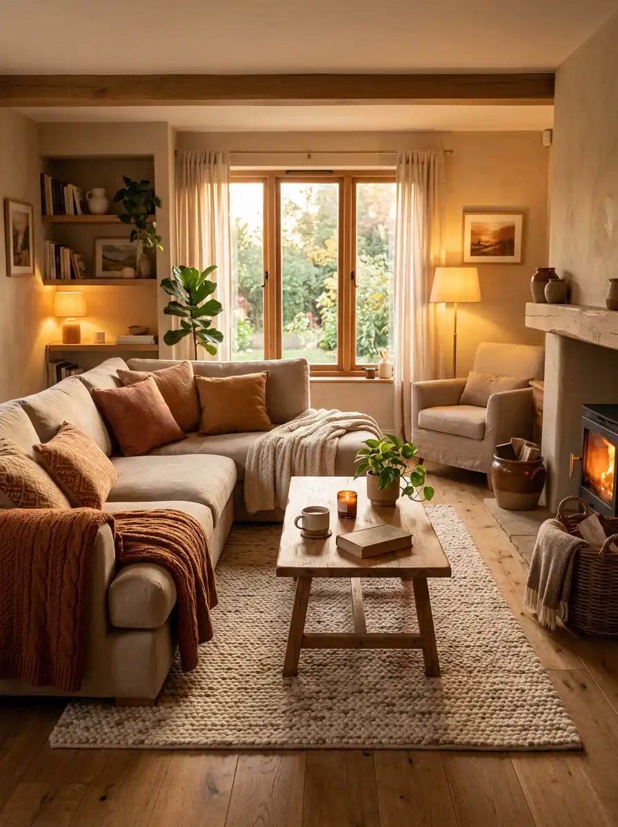 13. Warm Cozy Living Room Idea