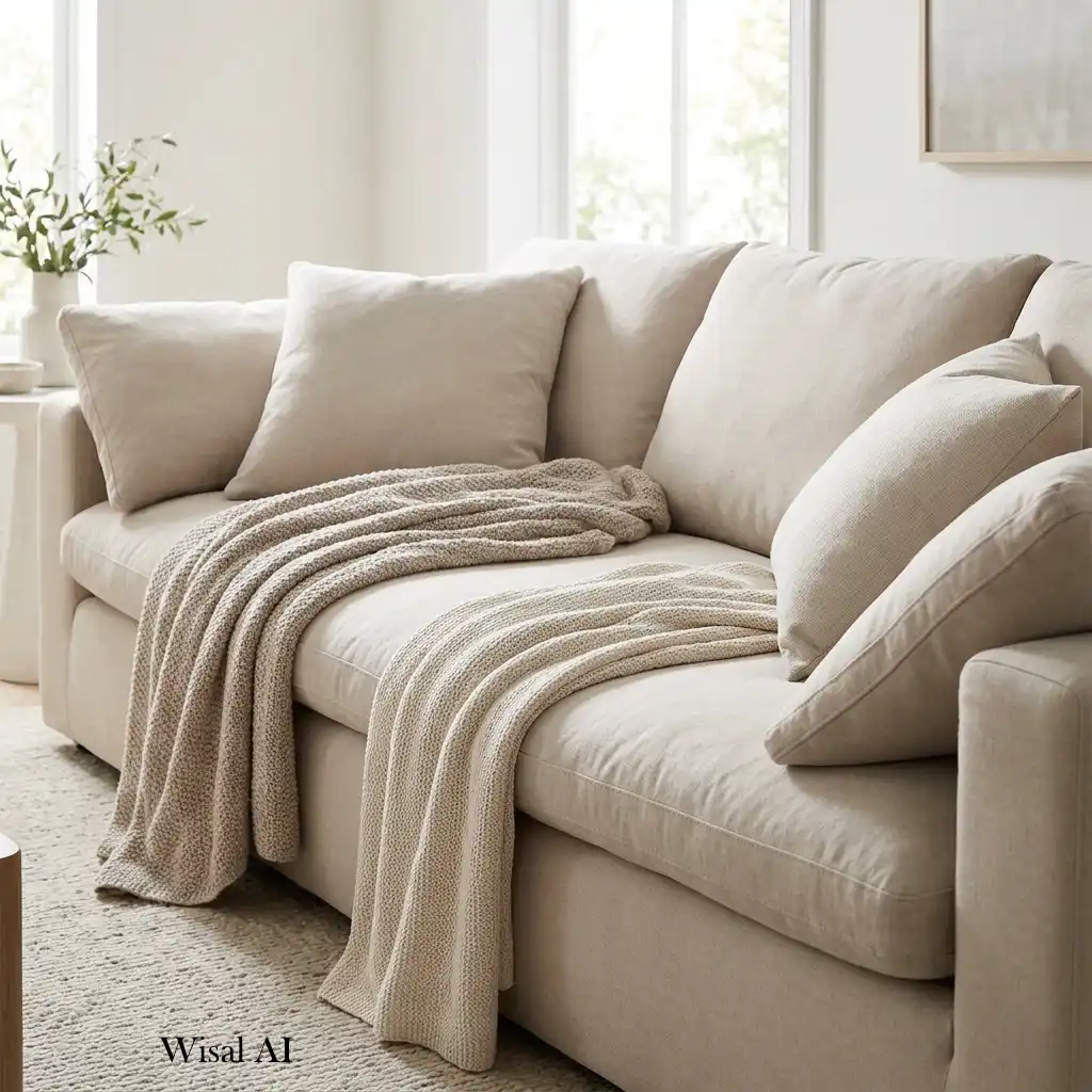 Comfortable home interior balancing everyday functionality with sophisticated designer styling.