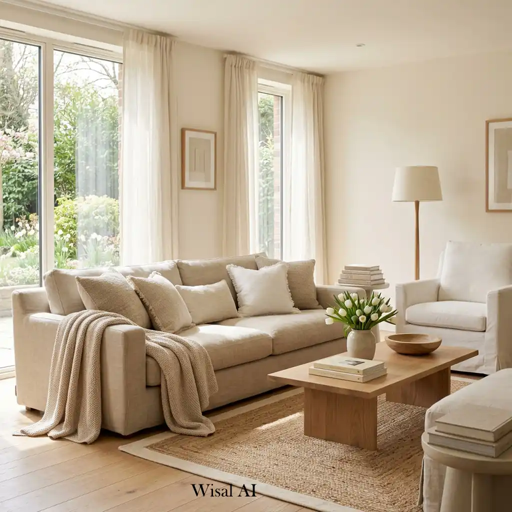 Linen and cotton textures creating soft layered comfort.