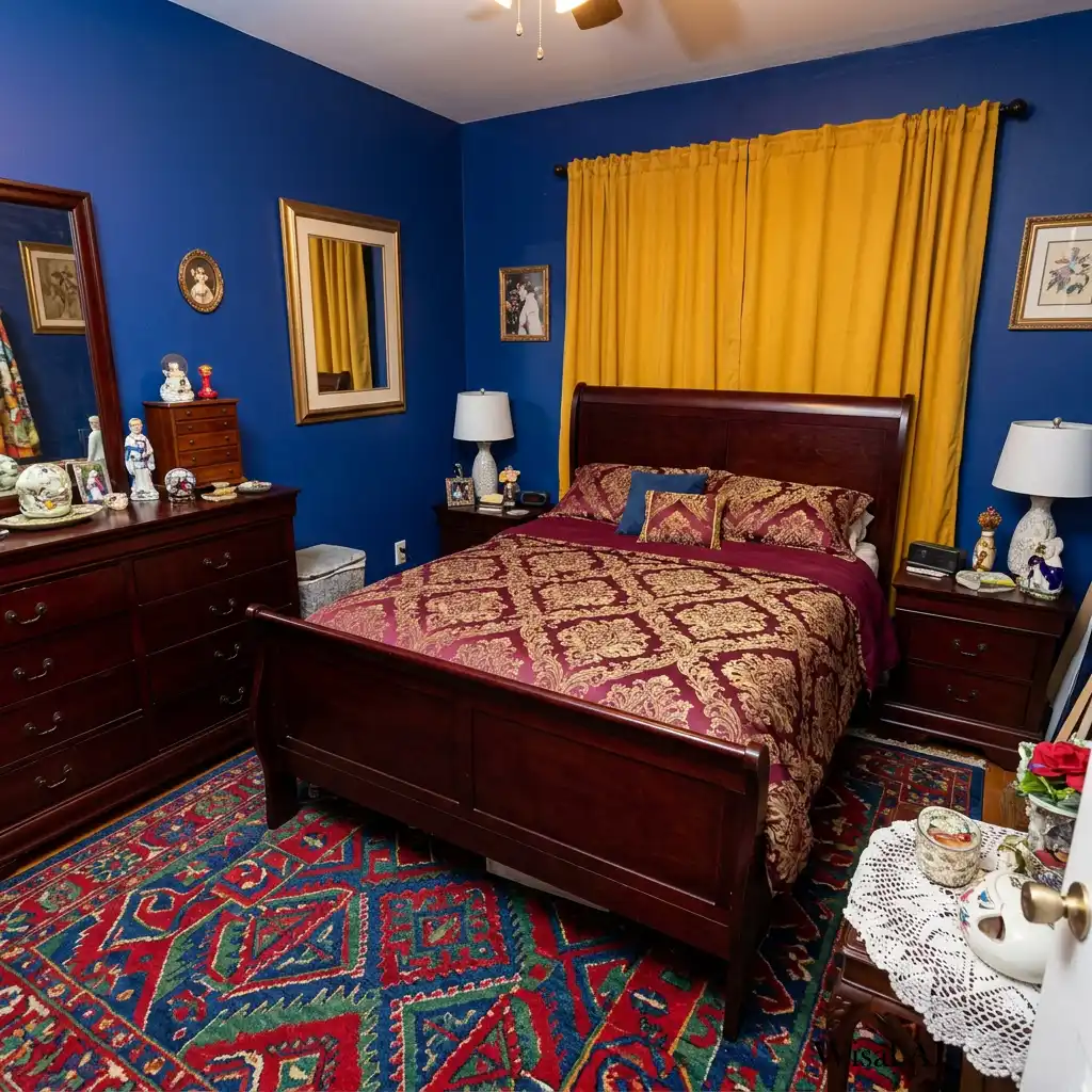 Neutral bedroom with a simple color palette creating an open spacious feeling.