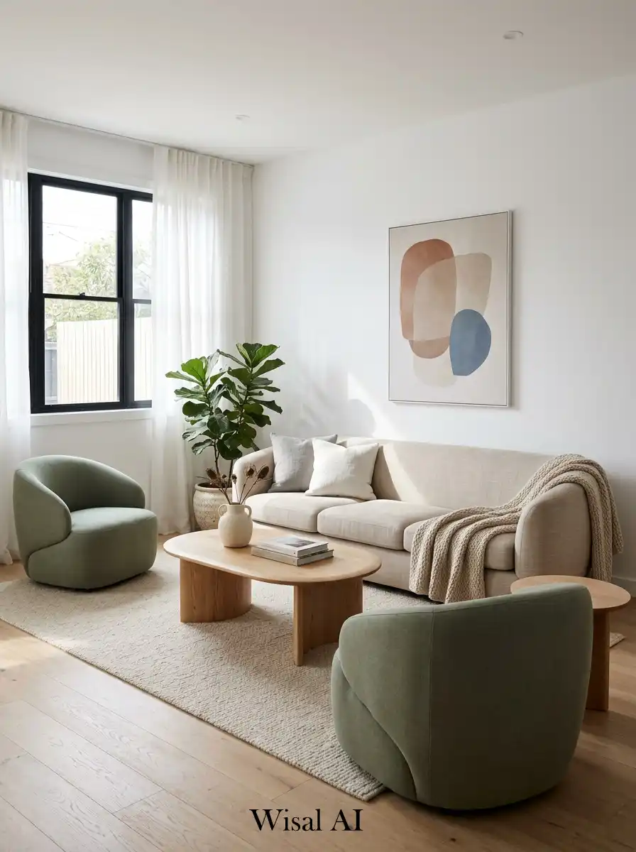 14. Soft Curves Scandinavian Living Room