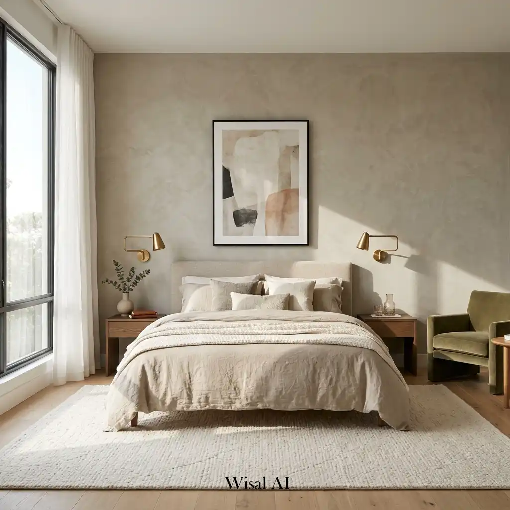Luxury bedroom featuring textured wall finishes and elegant decor