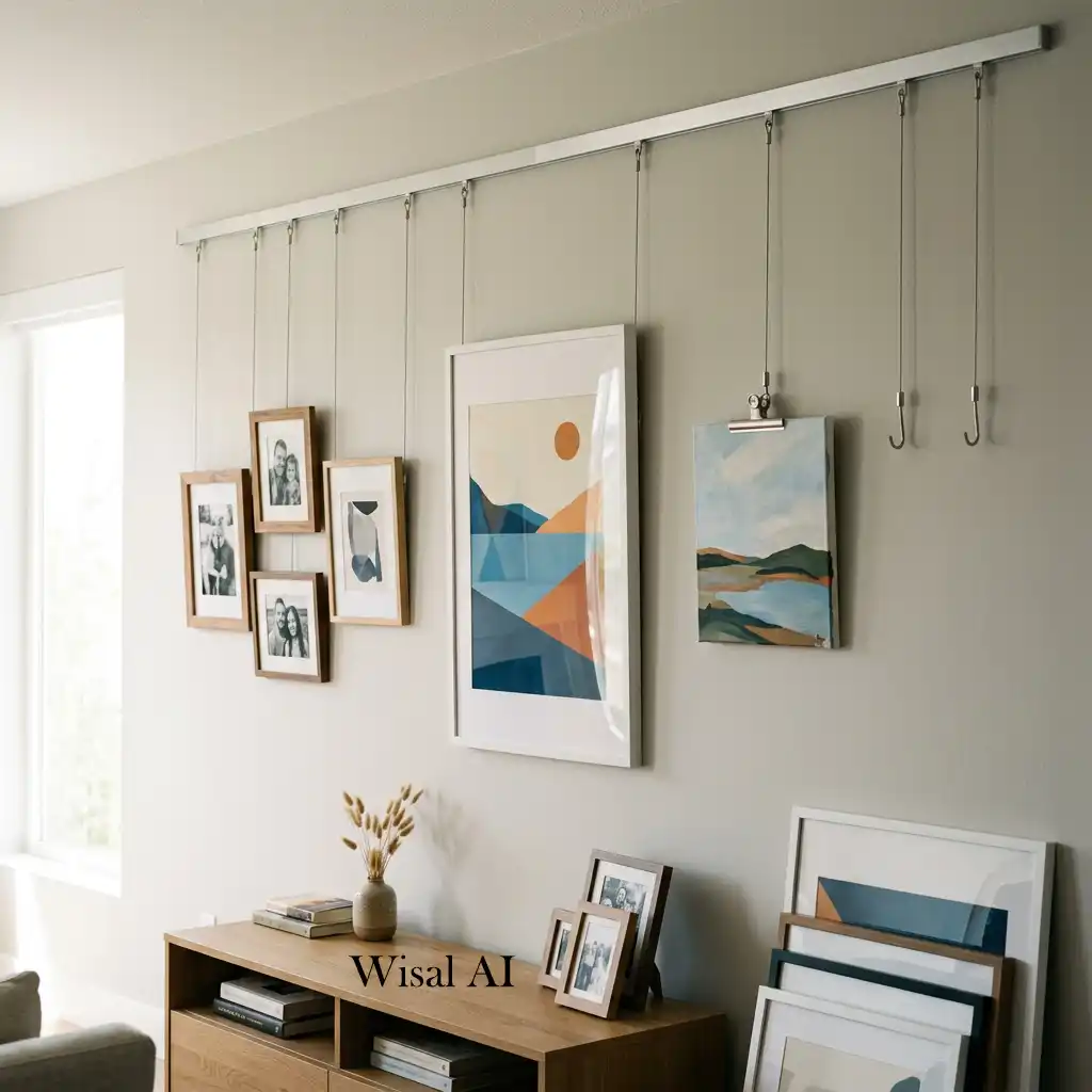 Modular gallery wall allows easy swaps for fresh evolving decor