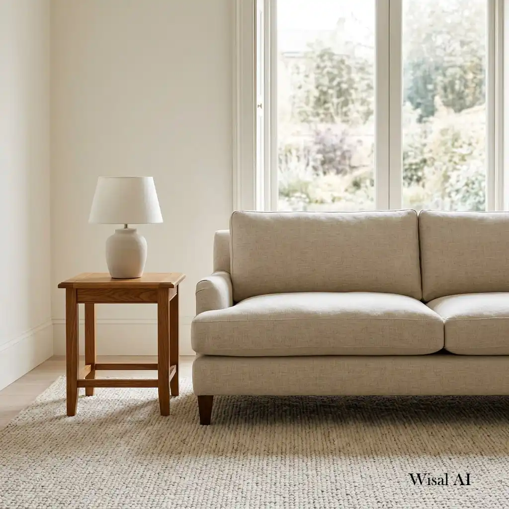 Timeless quiet luxury living room designed with natural materials and refined details.
