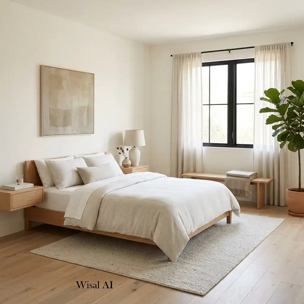 Professionally designed bedroom with carefully curated finishing touches creating timeless elegance.