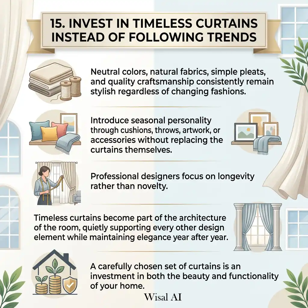 Timeless neutral curtains creating a sophisticated interior that never goes out of style.