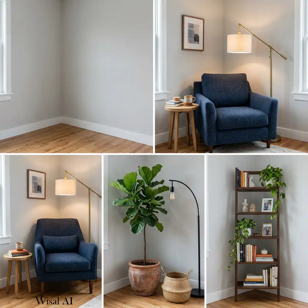 Empty living room corner styled with no furniture or decorative focal point.