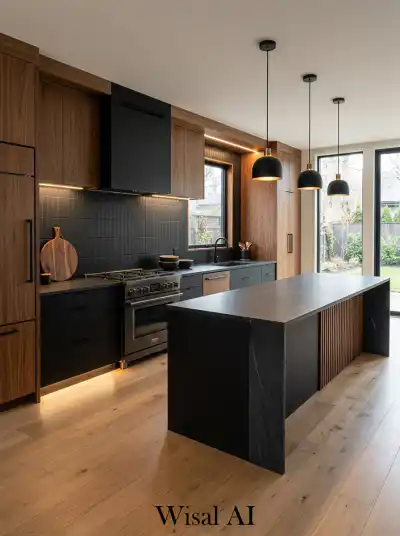 15 Black and Wood Kitchen Ideas for a Warm Modern Luxury Home Design
