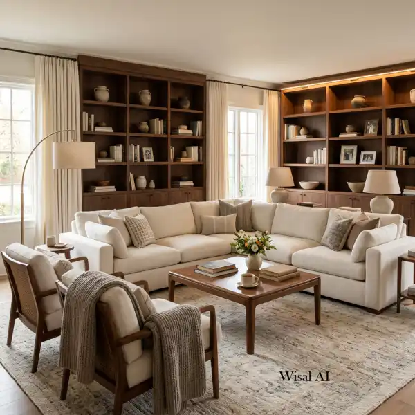 15 Walnut and Cream Living Room Ideas That Feel Luxurious - Interior Design Inspiration | Wisal AI : object Object,object Object,object Object,object Object,object Object,object Object,object Object,object Object,object