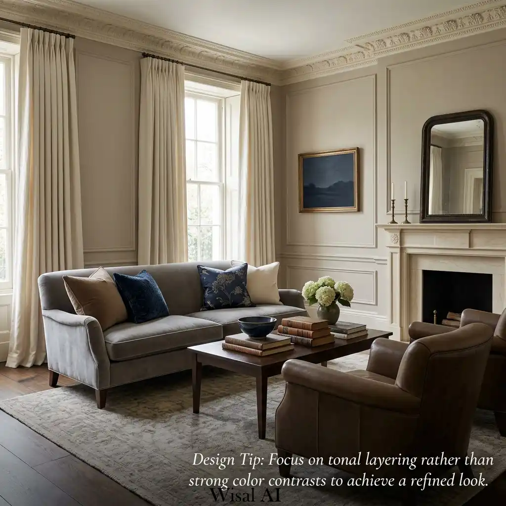 Tailored neutral color palette in elegant bedroom design
