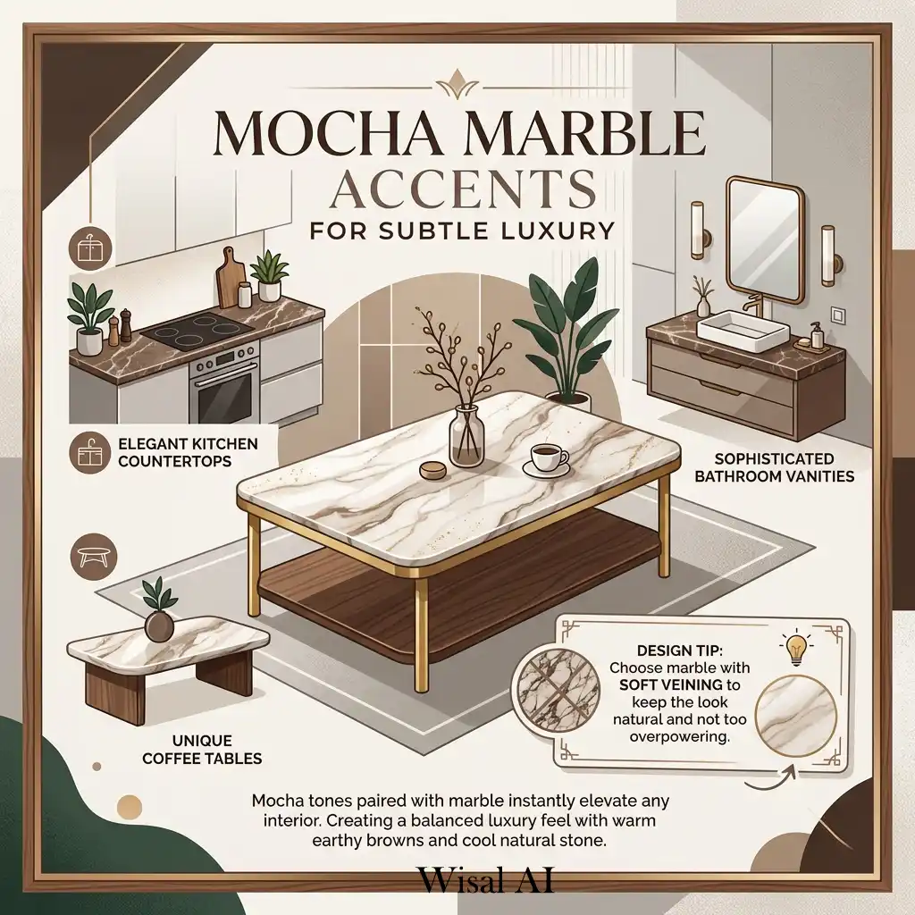 Luxury apartment with mocha tones and marble accents