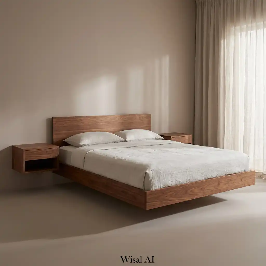 16. Soft Shadow Bedroom with Floating Walnut Furniture