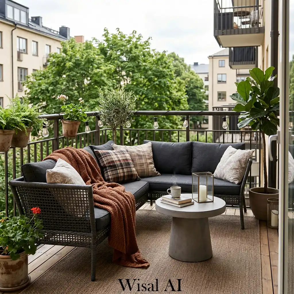 Multi-season balcony retreat designed for year-round comfort