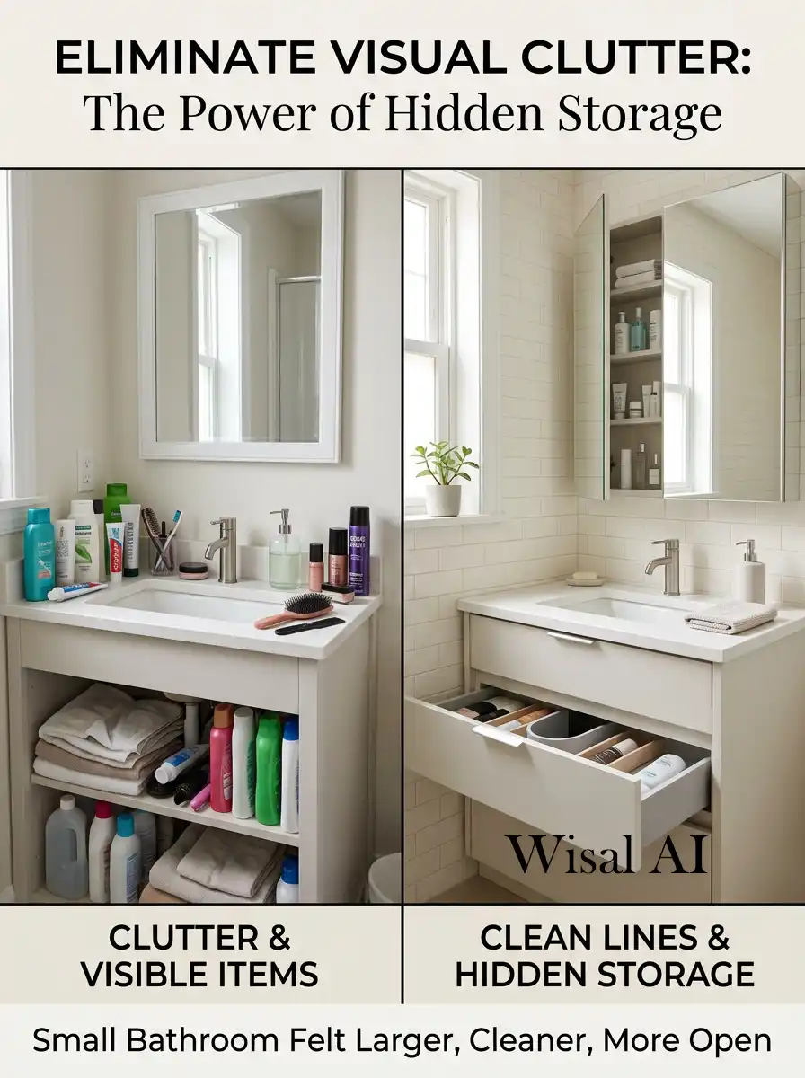 16. Hidden storage keeps bathroom clean and organized