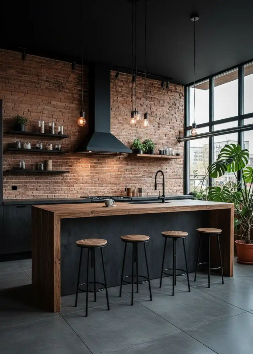 +20 Mastering the Shadows: Dark Industrial Kitchens That Define Modern Luxury