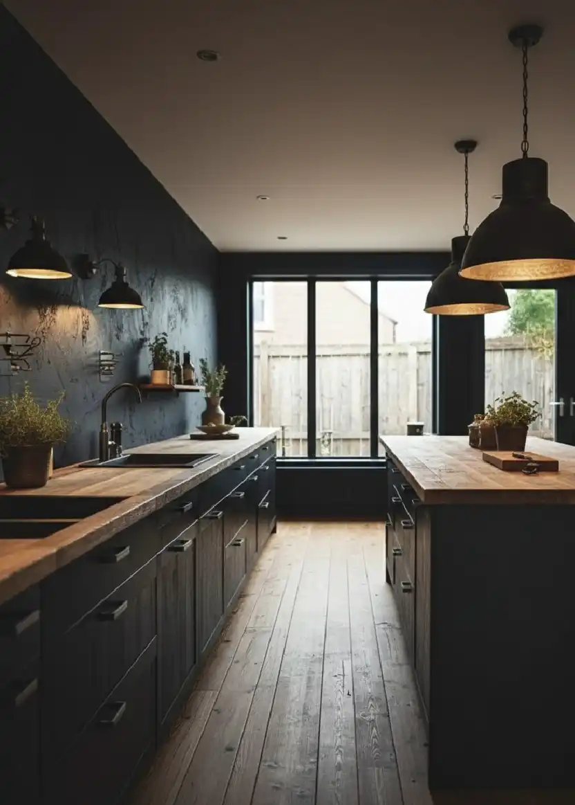 +20 Mastering the Shadows: Dark Industrial Kitchens That Define Modern Luxury