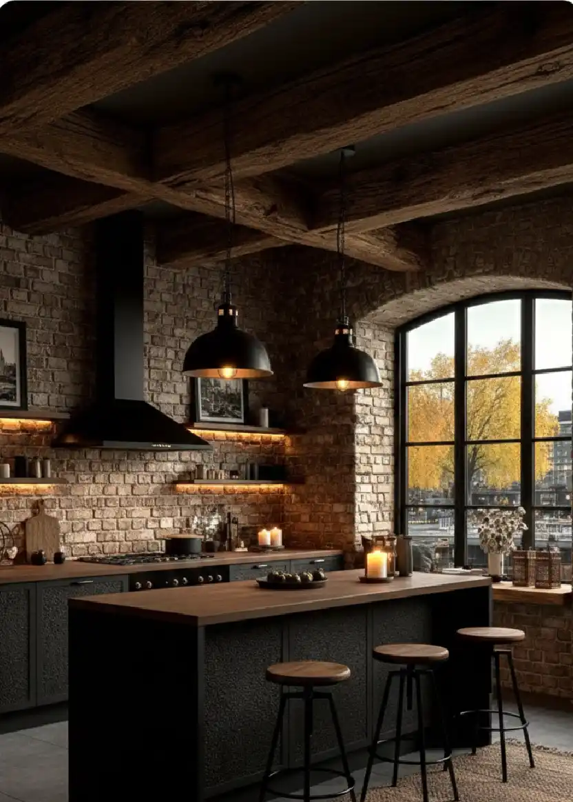 +20 Mastering the Shadows: Dark Industrial Kitchens That Define Modern Luxury
