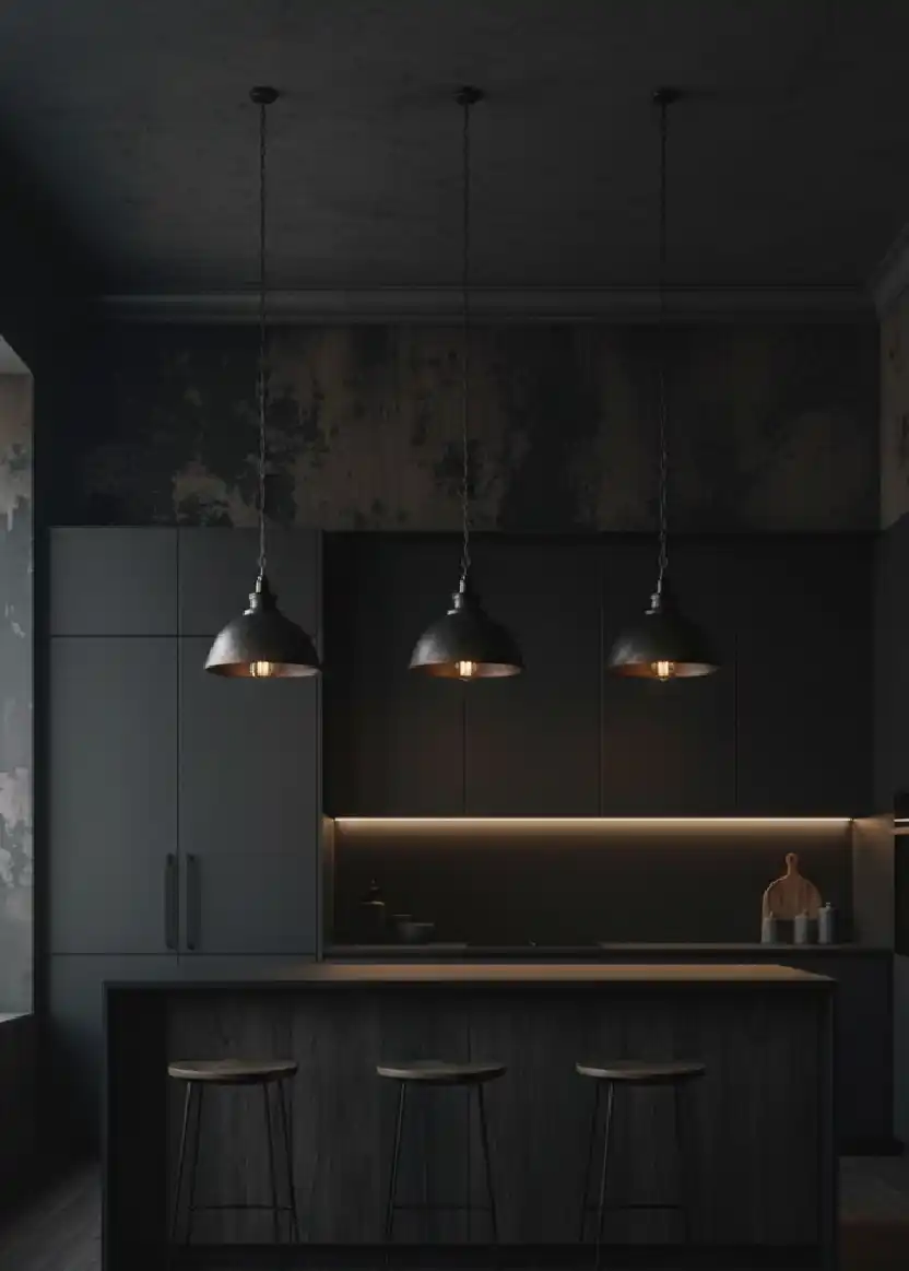 +20 Mastering the Shadows: Dark Industrial Kitchens That Define Modern Luxury