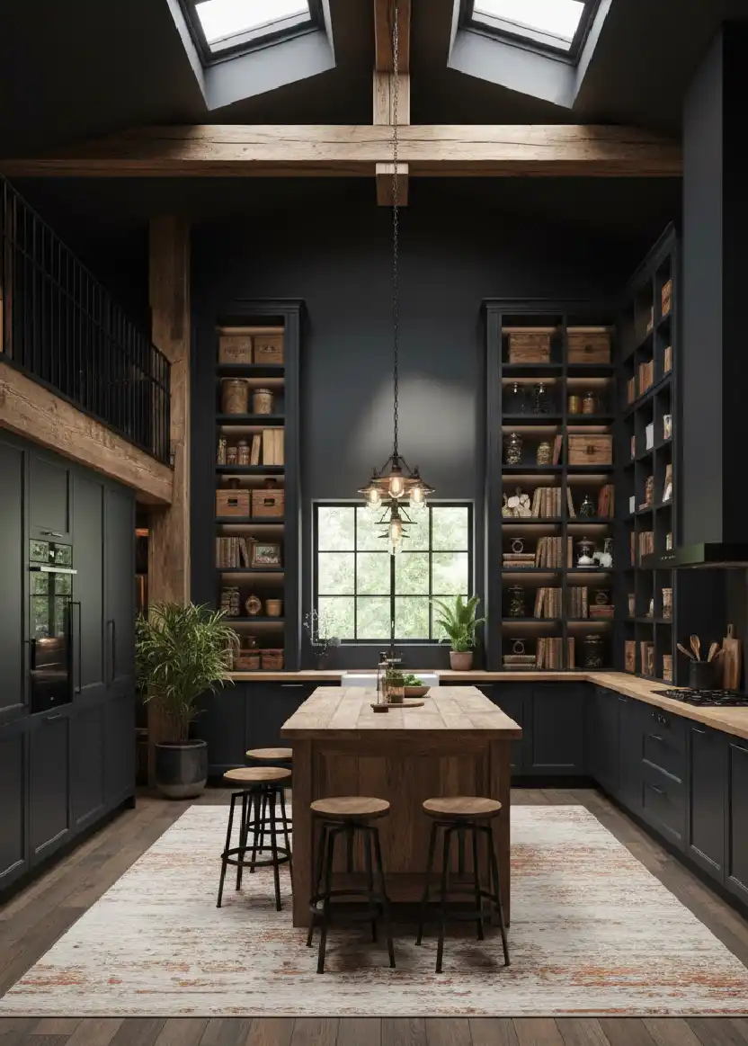 +20 Mastering the Shadows: Dark Industrial Kitchens That Define Modern Luxury