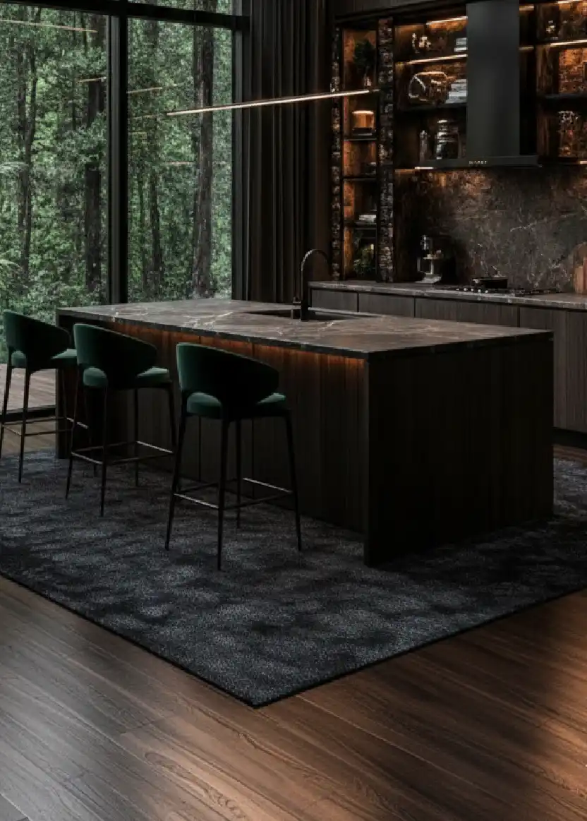 +20 Mastering the Shadows: Dark Industrial Kitchens That Define Modern Luxury