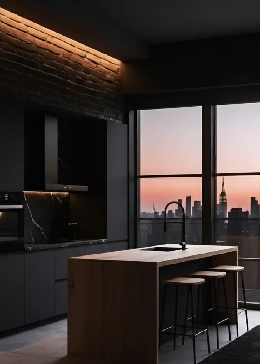 +20 Mastering the Shadows: Dark Industrial Kitchens That Define Modern Luxury