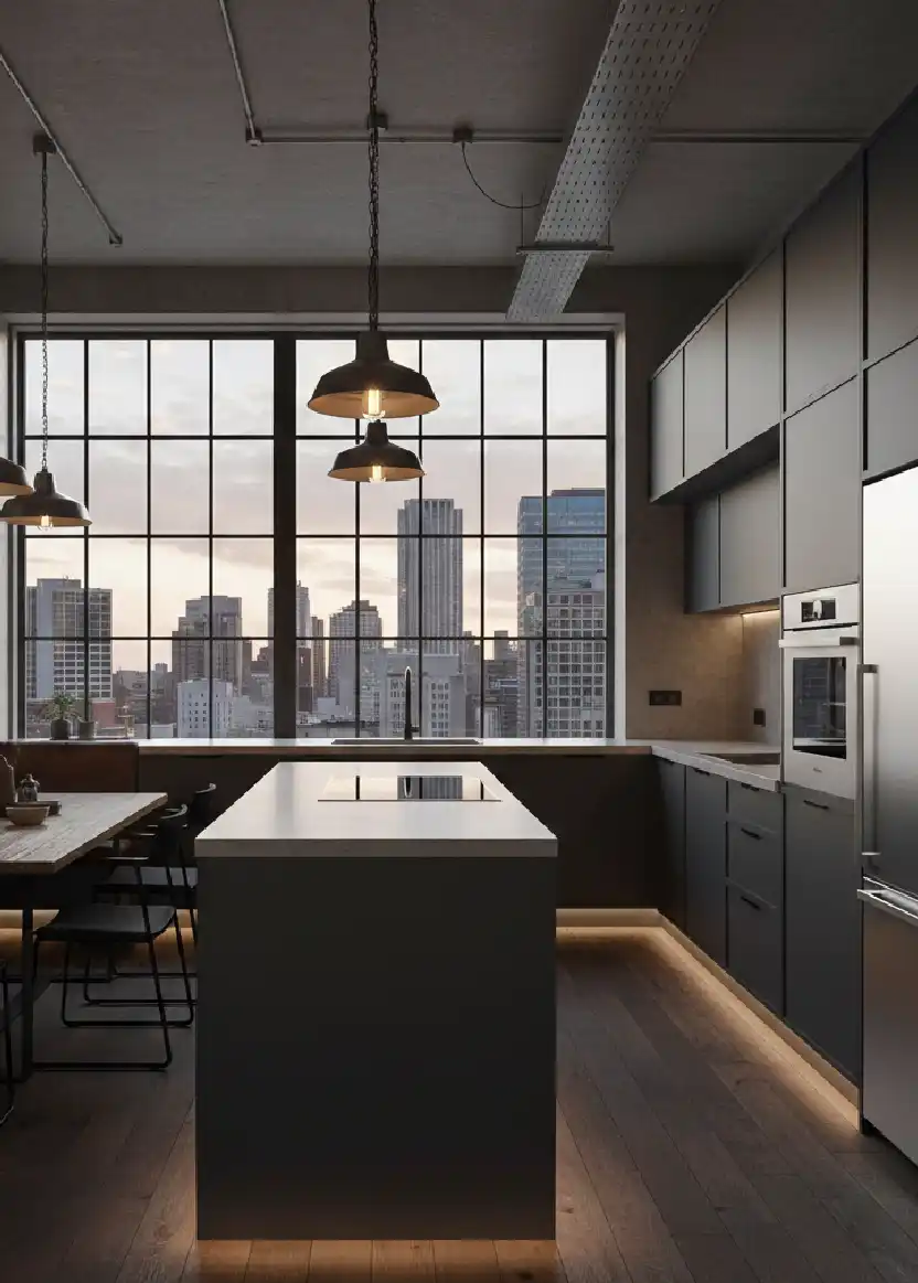+20 Mastering the Shadows: Dark Industrial Kitchens That Define Modern Luxury