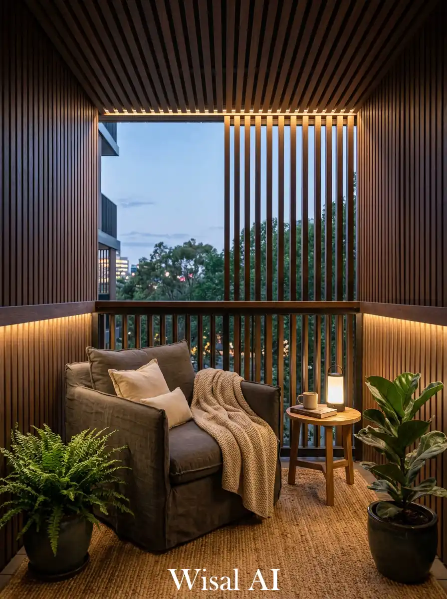 Enclosed balcony cabin style private cozy retreat