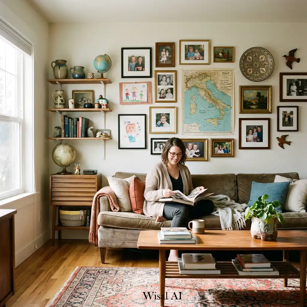Personalized living room decorated with meaningful artwork